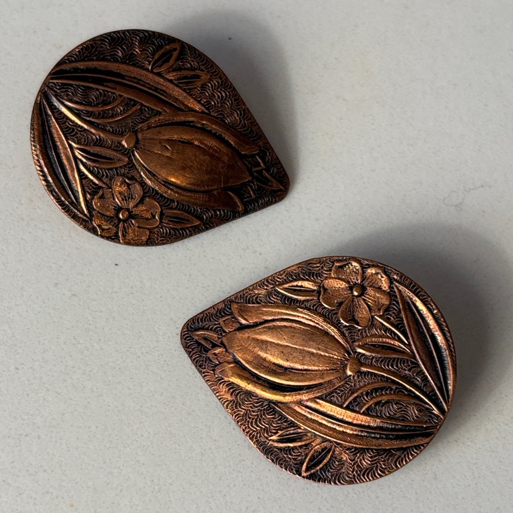 Elegant Floral Copper Earrings